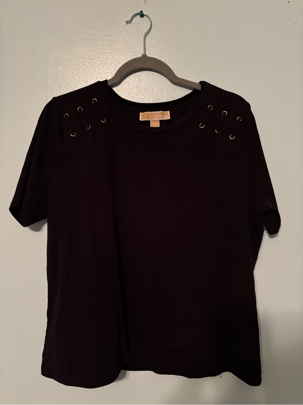 MICHAEL Michael Kors Black Short-Sleeve Eyelet-Accent Tee